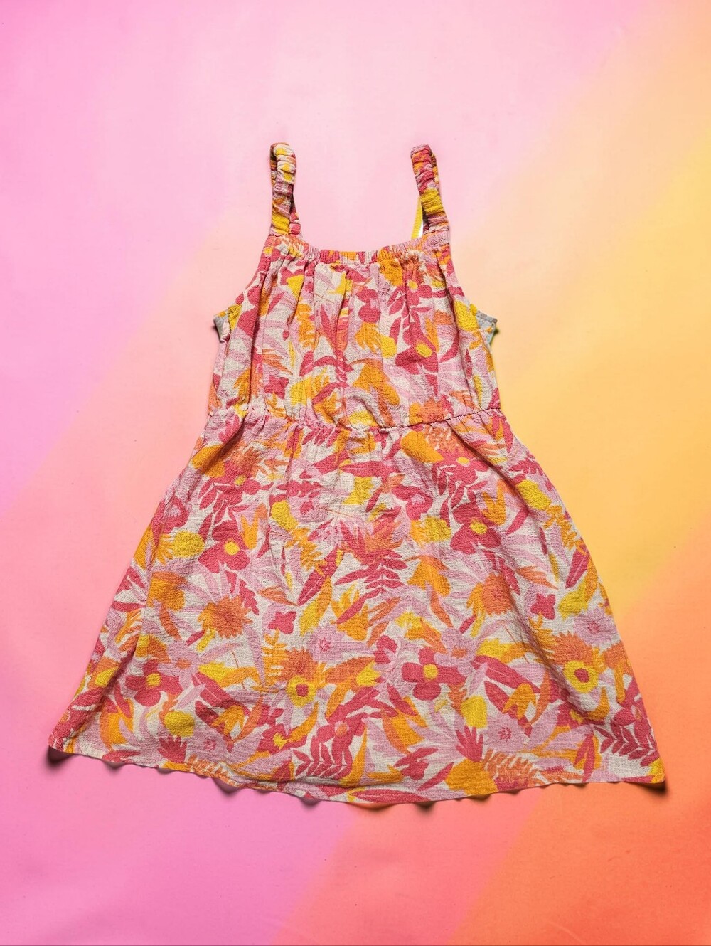 CAT & JACK Girls' Floral Pink & Yellow Sundress. Size 5T.Excellent Condition!